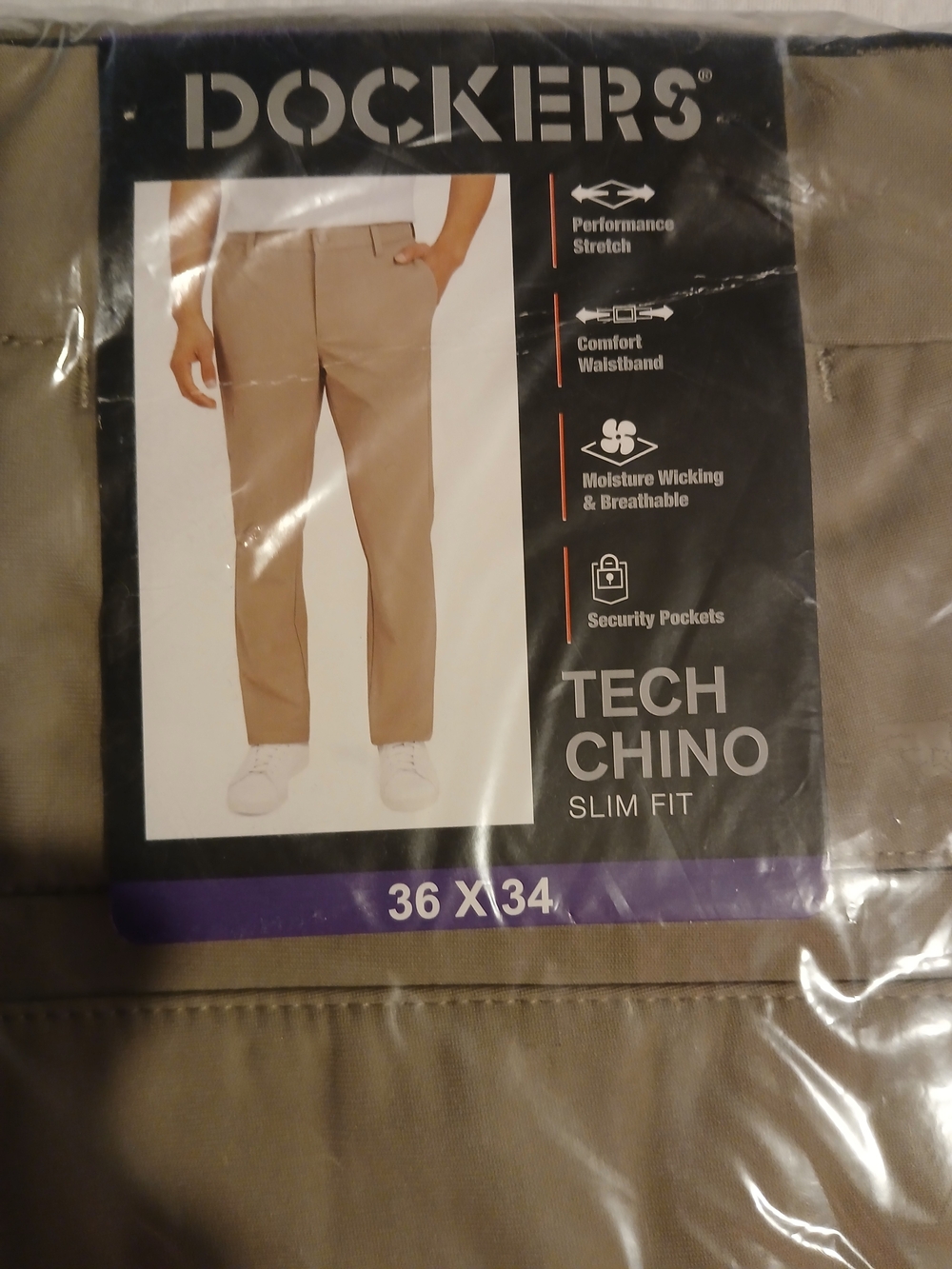Dockers Tech Chino Slim Fit Pants - Khaki/Tan 36 X 34
